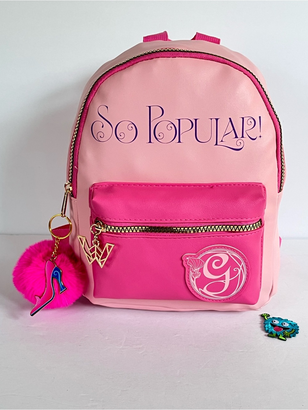 So Popular! Wicked Glinda Backpack with Pom Charm Zipper Pull